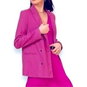 BANANA REPUBLIC Berry Double-Breasted Linen Blazer